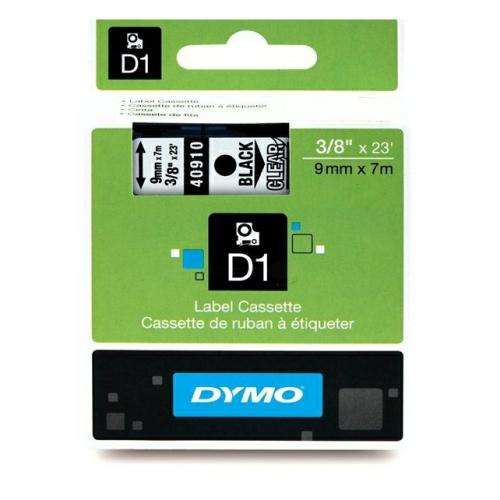 Dymo étiquettes noir sur transparent (40910 / S0720670), 9mm, laminé