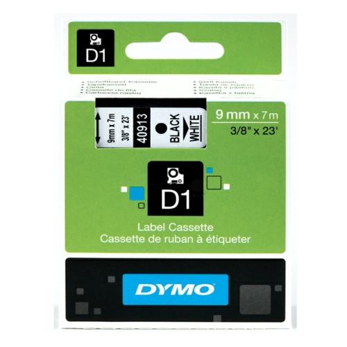 Dymo étiquettes noir sur blanc (40913 / S0720680), 9mm, laminé