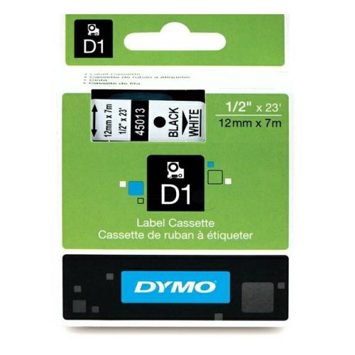 Dymo étiquettes noir sur blanc (45013 / S0720530), 12mm, laminé