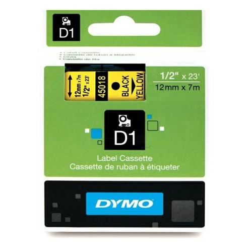 Dymo étiquettes noir sur jaune (45018 / S0720580), 12mm, laminé