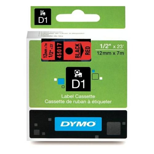 Dymo étiquettes noir sur rouge (45017 / S0720570), 12mm, laminé