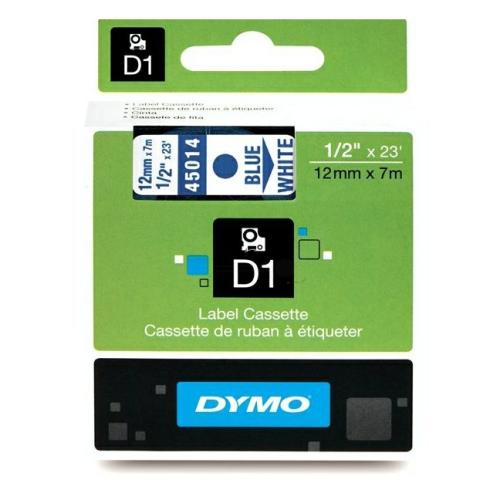 Dymo étiquettes bleu sur blanc (45014 / S0720540), 12mm, laminé