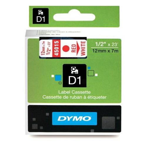 Dymo étiquettes rouge sur blanc (45015 / S0720550), 12mm, laminé