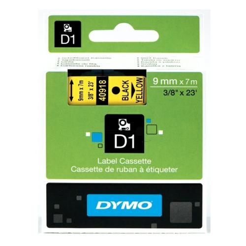 Dymo étiquettes noir sur jaune (40918 / S0720730), 9mm, laminé