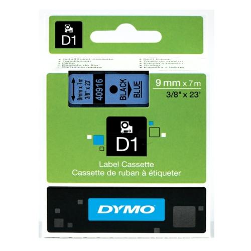 Dymo étiquettes noir sur bleu (40916 / S0720710), 9mm, laminé