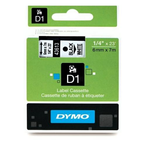 Dymo étiquettes noir sur blanc (43613 / S0720780), 6mm, laminé