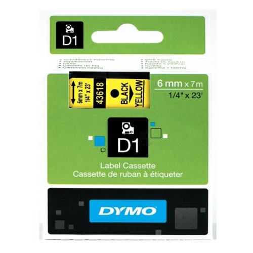 Dymo étiquettes noir sur jaune (43618 / S0720790), 6mm, laminé