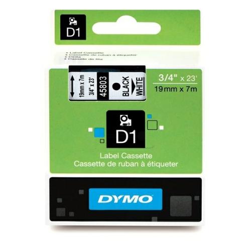 Dymo étiquettes noir sur blanc (45803 / S0720830), 19mm, laminé