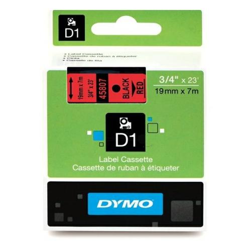 Dymo étiquettes noir sur rouge (45807 / S0720870), 19mm, laminé