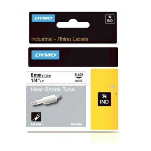 Dymo heat shrink tube noir sur blanc (18051 / S0718260), 6mm