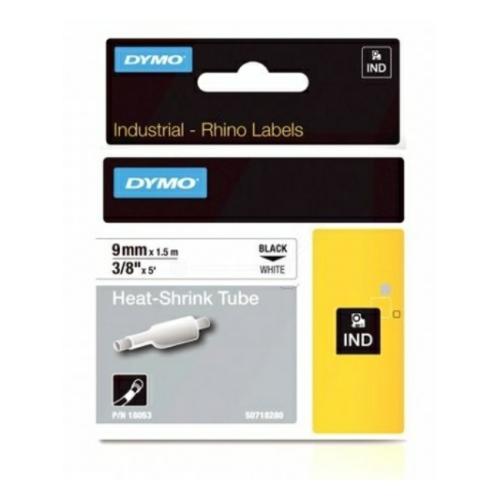 Dymo heat shrink tube noir sur blanc (18053 / S0718280), 9mm