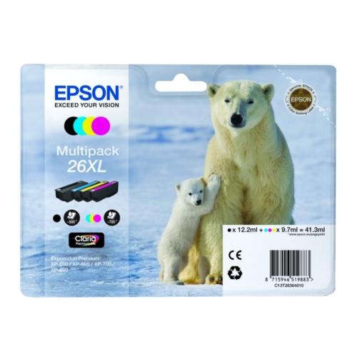 Epson cartouche d'impression noir / cyan / magenta / jaune (C13T26364010 / 26XL) (multipack, grande capacité)