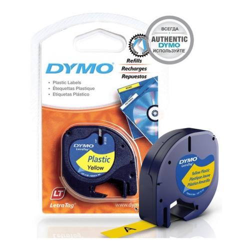 Dymo Ruban d'écriture LetraTag jaune (91202 / S0721620), 12mm