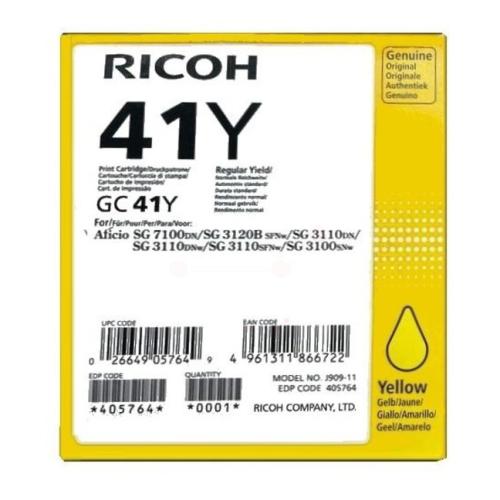 Ricoh cartouche d'impression jaune (405764 / GC41Y)