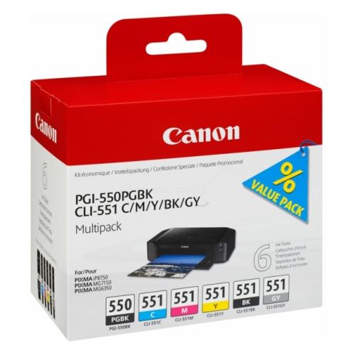 Canon cartouche d'impression noir / cyan / magenta / jaune / gris (6496B005 / PGI550CLI551) (multipack)