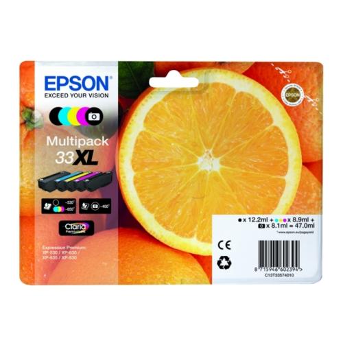 Epson cartouche d'impression noir / photo noire / cyan / magenta / jaune (C13T33574011 / 33XL) (multipack, grande capacité)