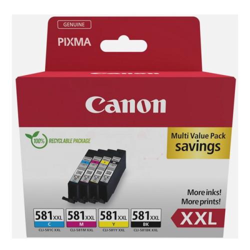 Canon cartouche d'impression noir / cyan / magenta / jaune (1998C005 / CLI581XXL) (multipack, grande capacité)