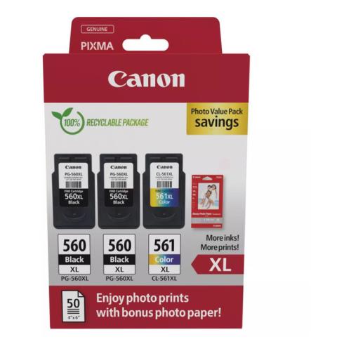 Canon cartouche d'impression noir / couleur (3712C012 / PG560XL+CL561XL) (multipack)