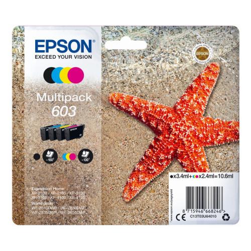 Epson cartouche d'impression noir / cyan / magenta / jaune (C13T03U64010 / 603) (multipack)