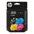 HP cartouche d'impression noir / couleur (6L6S6UE / 308) (Double Pack, multipack)